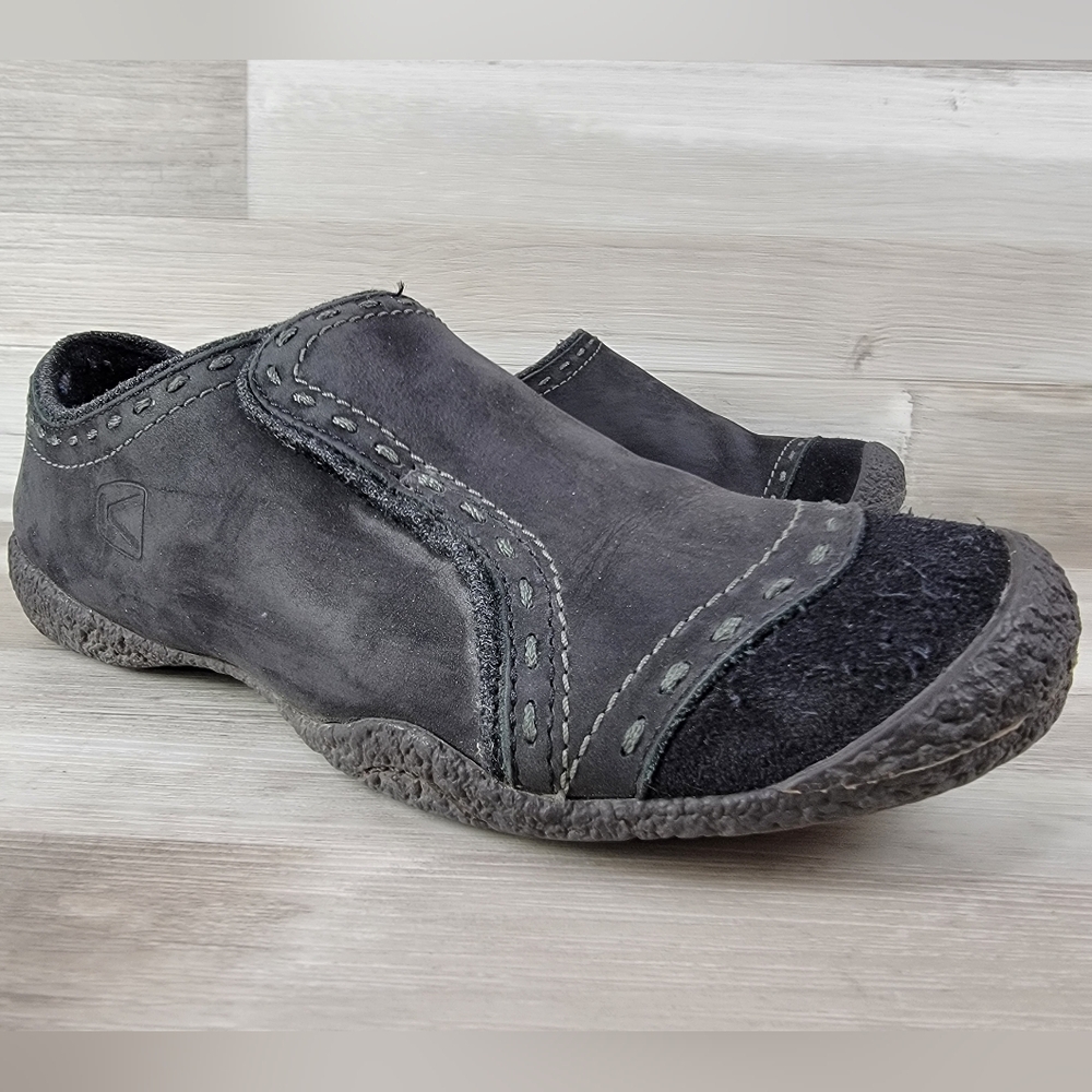 Keen Midori Black Leather Slip On Monk Loafer Shoe Women's Size 8½ - Picture 2 of 15